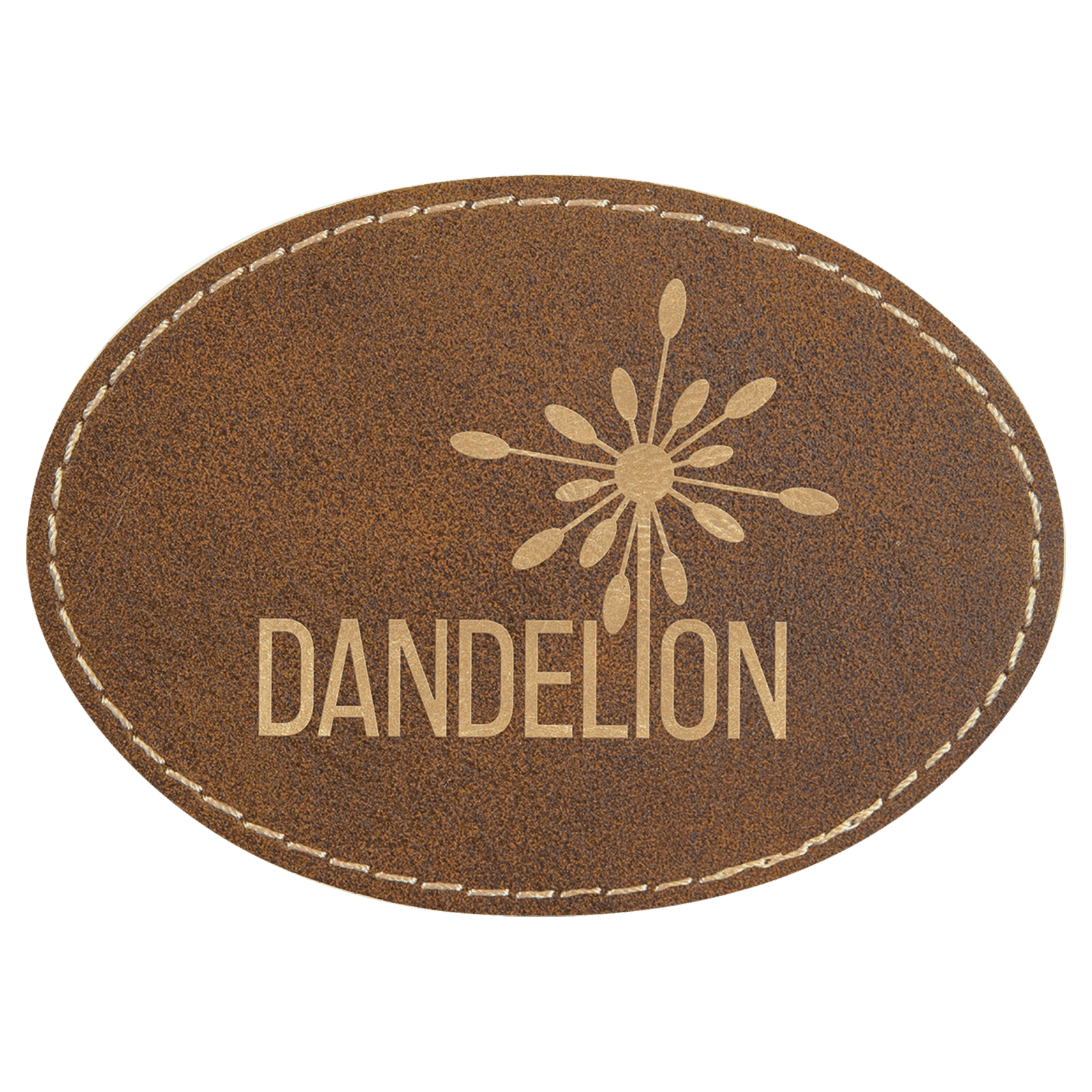 3 1/2" x 2 1/2" Rustic/Gold Laserable Leatherette Oval Patch with Adhesive