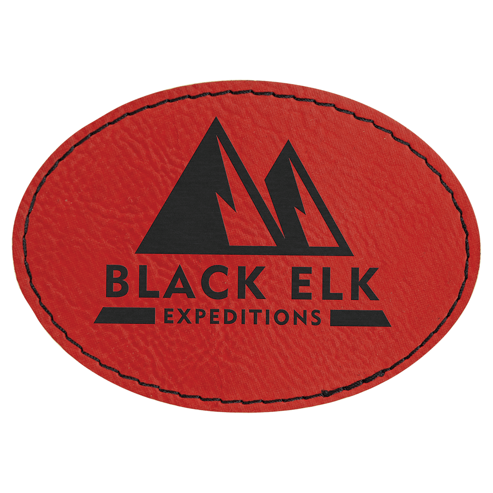 3 1/2" x 2 1/2" Red Laserable Leatherette Oval Patch with Adhesive