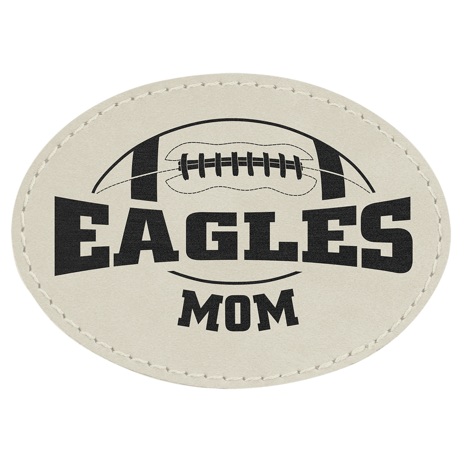 3 1/2" x 2 1/2" White Laserable Leatherette Oval Patch with Adhesive