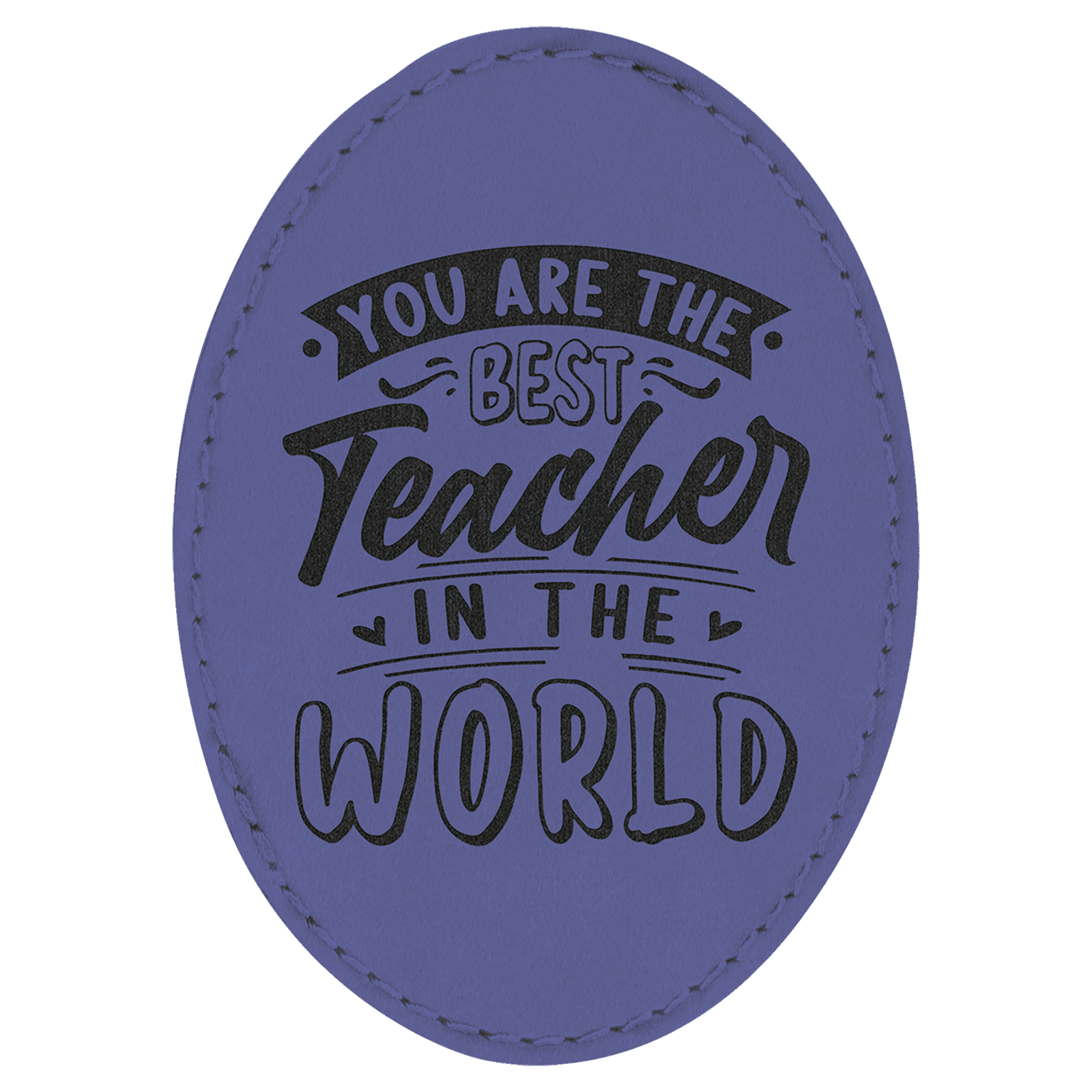 3 1/2" x 2 1/2" Purple Laserable Leatherette Oval Patch with Adhesive