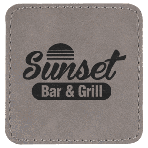 2 1/2" x 2 1/2" Square Gray Laserable Leatherette Patch with Adhesive