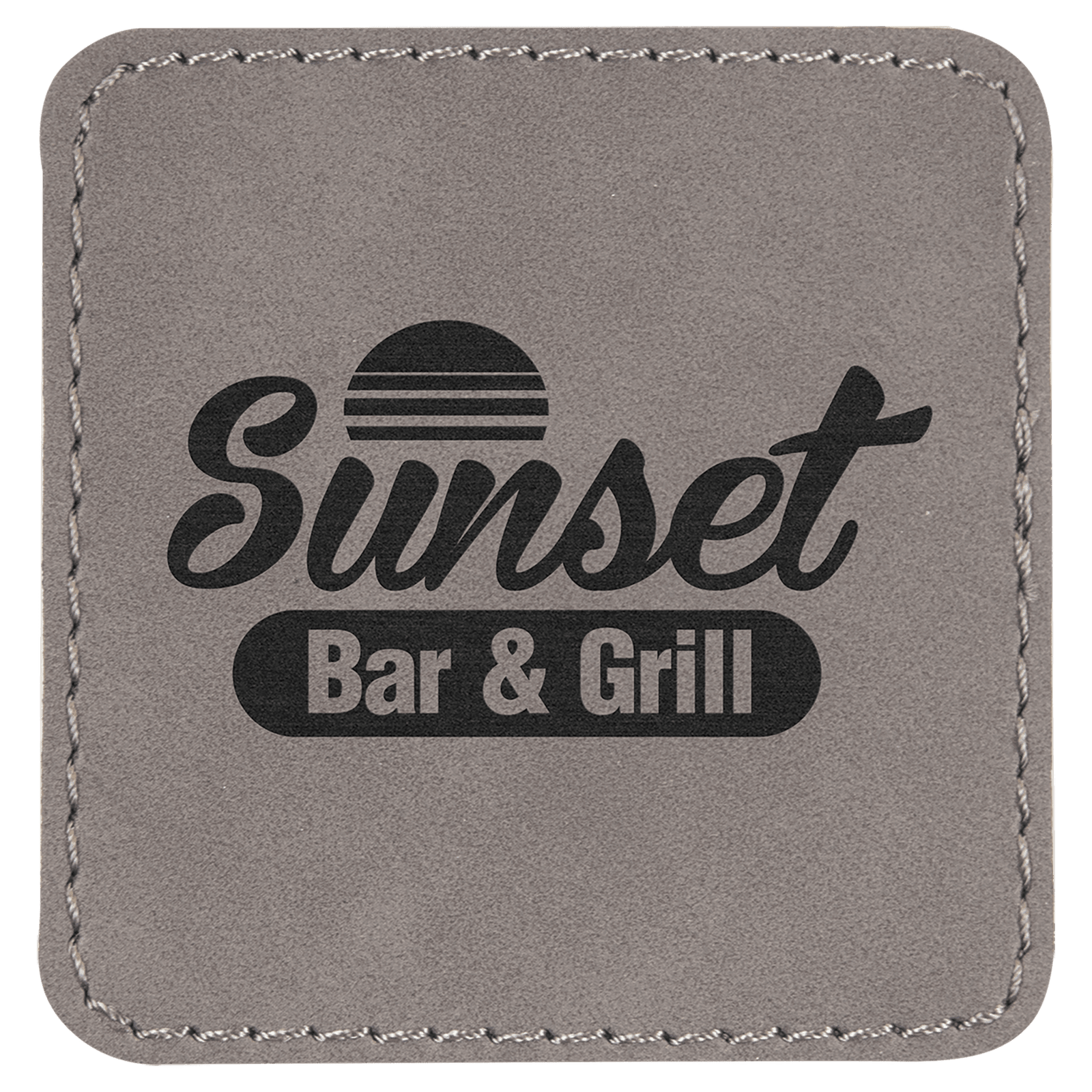 2 1/2" x 2 1/2" Square Gray Laserable Leatherette Patch with Adhesive