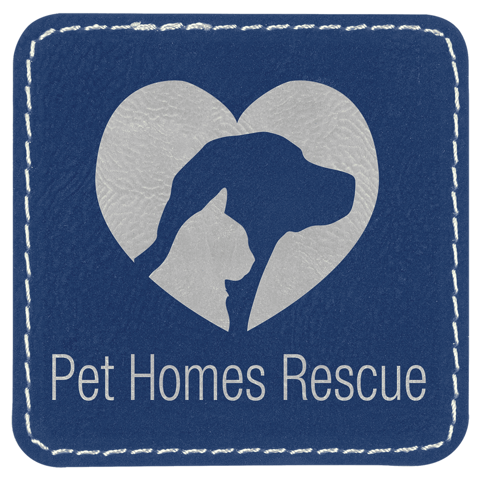 2 1/2" x 2 1/2" Blue/Silver Laserable Leatherette Patch with Adhesive