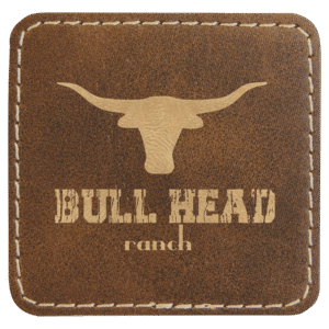 2 1/2" x 2 1/2" Rustic/Gold Laserable Leatherette Patch with Adhesive