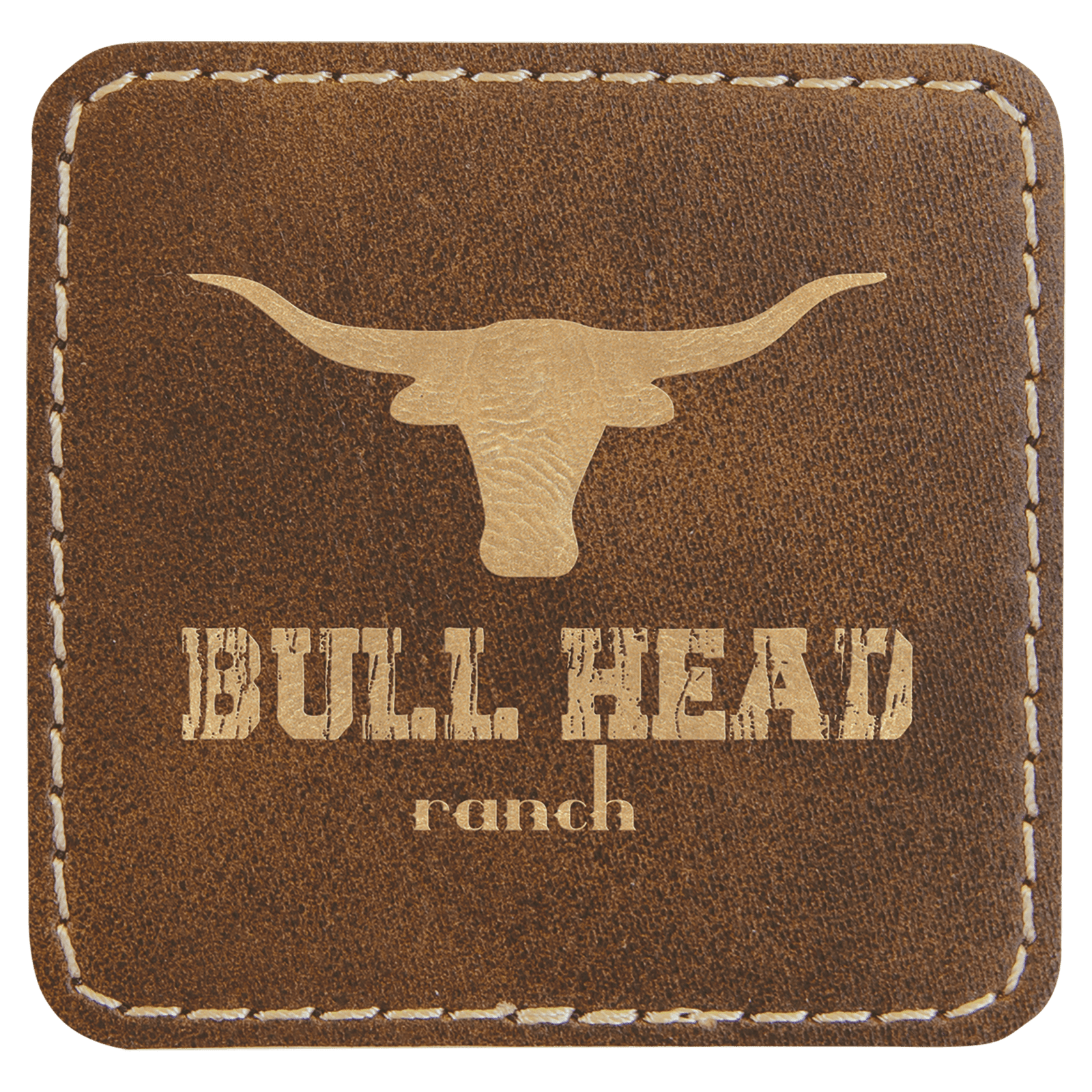 2 1/2" x 2 1/2" Rustic/Gold Laserable Leatherette Patch with Adhesive