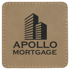 3" x 3" Square Light Brown Laserable Leatherette Patch with Adhesive