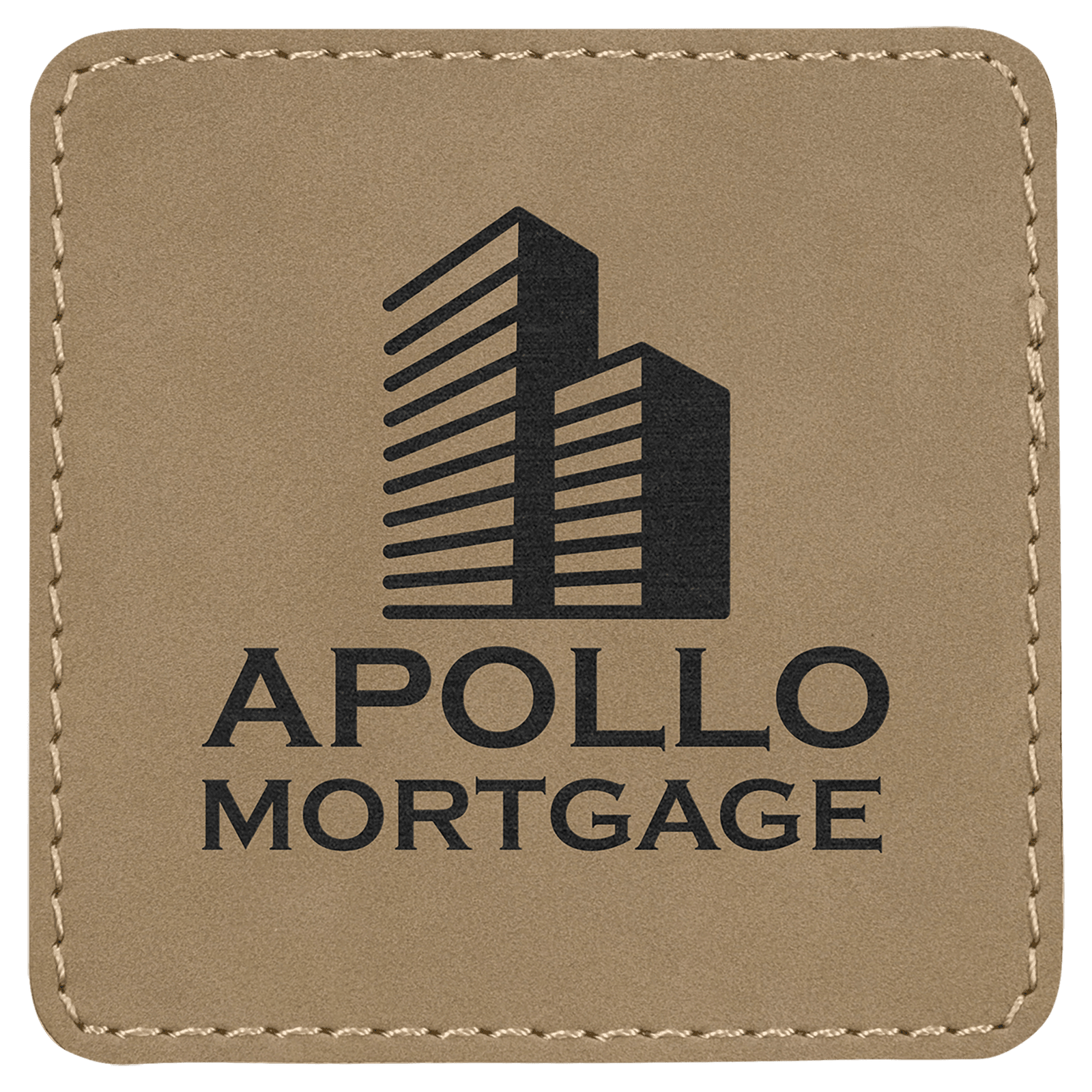 3" x 3" Square Light Brown Laserable Leatherette Patch with Adhesive