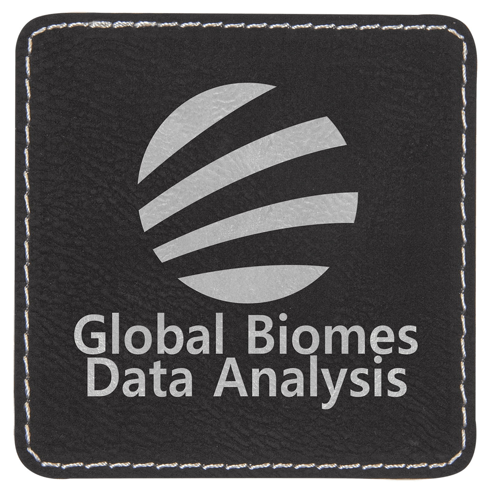 3" x 3" Square Black/Silver Laserable Leatherette Patch with Adhesive