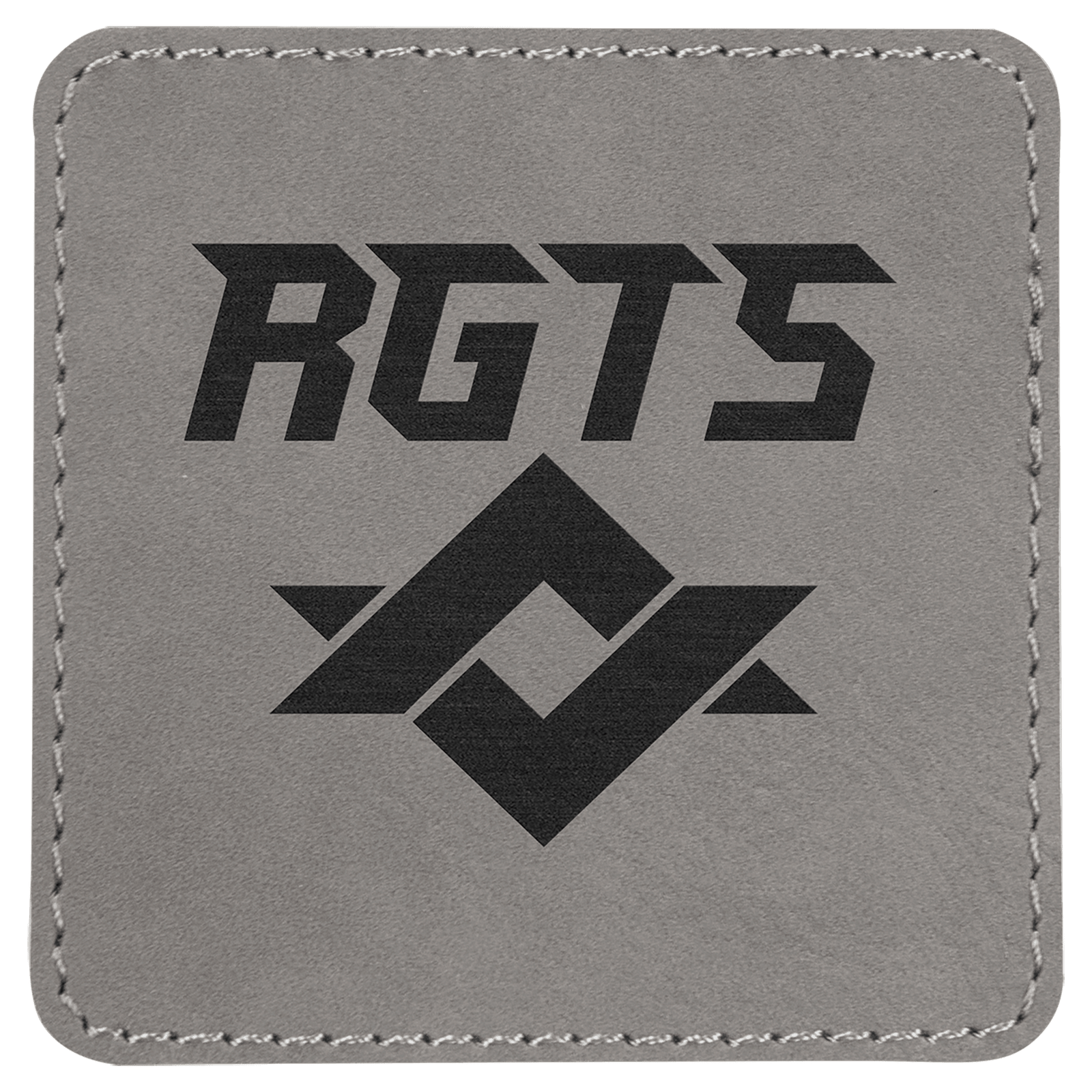 3" x 3" Square Gray Laserable Leatherette Patch with Adhesive