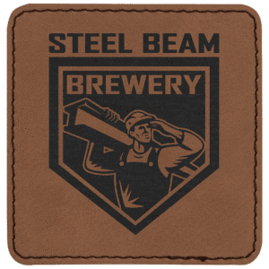 3" x 3" Square Dark Brown Laserable Leatherette Patch with Adhesive