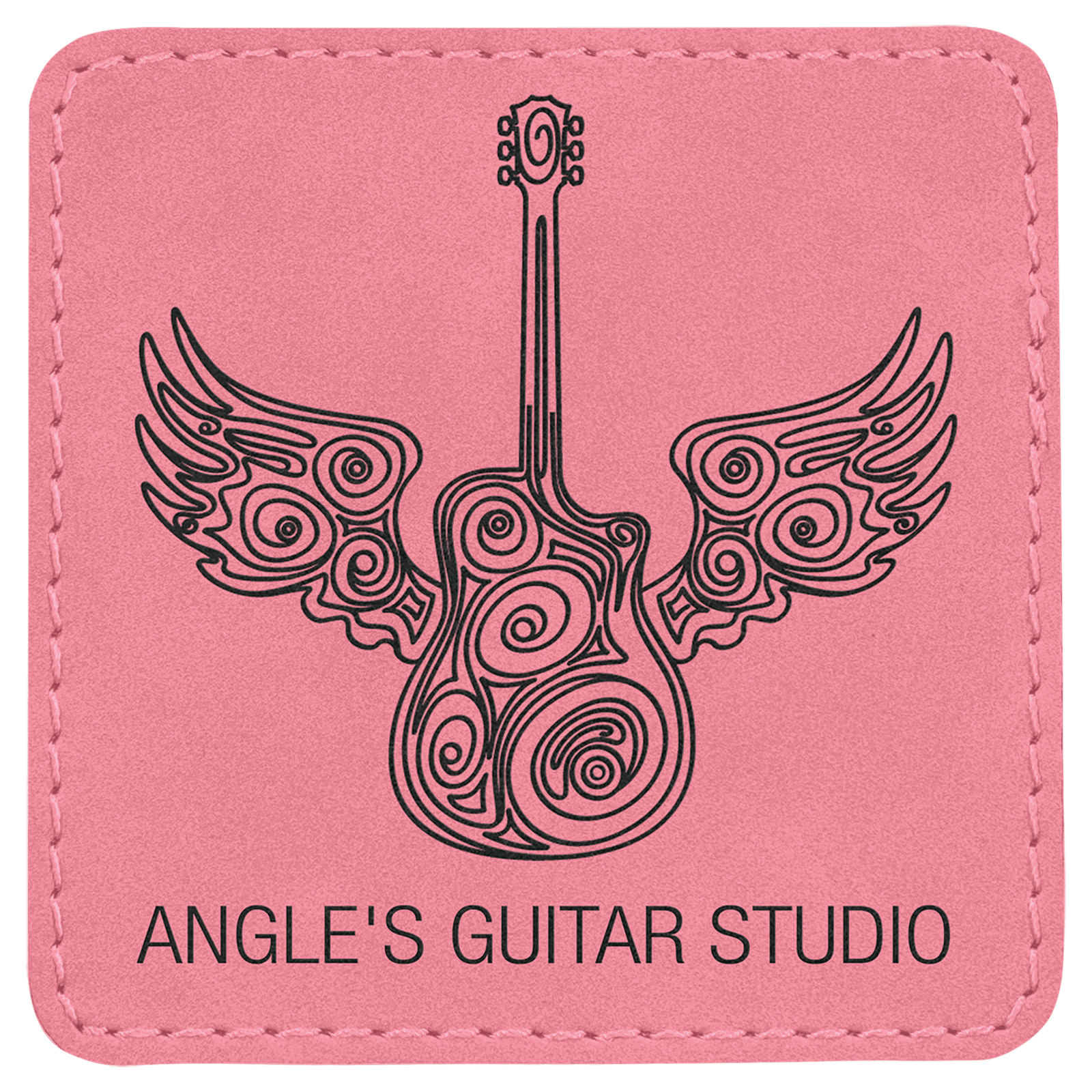 3" x 3" Square Pink Laserable Leatherette Patch with Adhesive