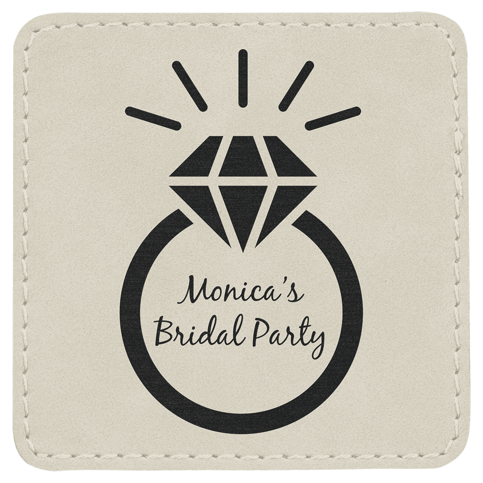 3" x 3" Square White Laserable Leatherette Patch with Adhesive