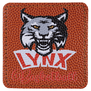 3" x 3" Square Basketball Laserable Leatherette Patch with Adhesive